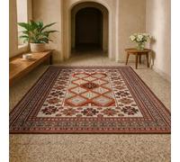 ARUGYTEI Tapis de décoration,70 x 120 cm, Vintage Geometric Rouge Blanc Noir Beige, Tapis d'entrée d'intérieur Couloir, Salon, Chambre à Coucher, Canapé, Hallway Carpets