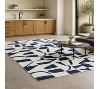 ARUGYTEI Tapis de décoration,80 x 120 cm, Moderne Geometric Navy Bleu Blanc, Tapis pour Salon Descente de lit Chambre, Couloir Halls D'EntréE, Cuisines, Buanderies