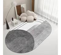 ARUGYTEI Tapis de décoration Ovale,Modern Design Oval Geometric Lines and Abstract Print Motifs,Dark Grey,120 x 180 cm,Salon Salle à Manger Chambre à Coucher Chambre d'enfant