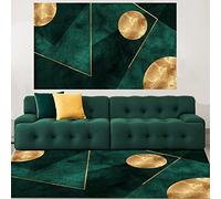 ARUGYTEI Tapis de décoration,Vert foncé, Cercle doré,200 x 250 cm, Tapis Poils Ras, Salon Chambre Intérieur, Extérieur Balcon Jardin Pique-Nique Camping, Lavage à la Main, Cool Green