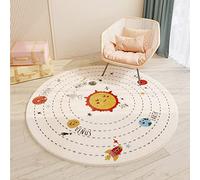 ARUGYTEI Tapis pour la décoration de la Chambre des Enfants, Tapis Rond, Poils Ras, Faux Cachemire Doux, Fabriqué à la Machine,modèle d'orbite de la planète Soleil, ø 100 cm