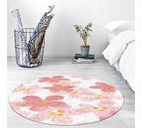 ARUGYTEI Tapis Rond,Motif Moderne Rose Blanc Orange Jaune,Tapis Moderne déco Chambre Salon, Tapis Poils Ras pour Cuisine Bureau Protection du Sol,Pink, ø 130 cm