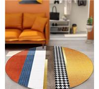 ARUGYTEI Tapis Rond, Orange Bleu Jaune Blanc Modern Design,Orange, ø 100 cm, Tapis pour Bureau à Domicile, Chaise de Balcon,Tapis à Poils Courts, Facile à Nettoyer et à Entretenir,