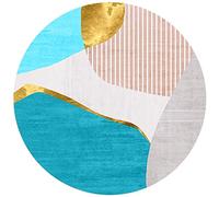 ARUGYTEI Tapis Rond, Turquoise Bleu Jaune Modern Design,Blue, ø 120 cm, Tapis pour Décoration de Salon Buanderie Salle de Jeux Cuisine Chambre, Tapis à Poils Ras,