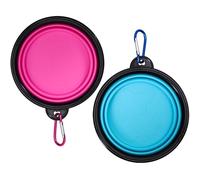 Aruicheng Lot de 2 gamelles d'eau pliables pour chien, Accessoire Chien - Gamelles de voyage portables avec mousqueton pour petits animaux de compagnie - 350 ml