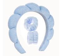Aruicheng Lot de 3 bandeaux pour soins de la peau, bandeau de maquillage avec poignets bouffants, bandeau à bulles, bandeau spa pour lavage du visage, douche, masque facial, yoga