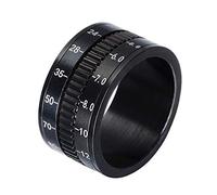 Aruie Bague Anneau pour Homme en Acier Lentille de Caméra Téléobjectif Chiffre Mate Rotatif Bijoux Mode Couleur Noir Taille 62