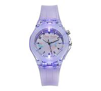 Aruie Montre Lumineuse pour Enfant Analogique Quartz Chiffre Arabe Bracelet en Silicone Cadran Verre Rond Accessoire Cadeau Garçon Fille - Violet