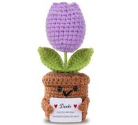 Aruigu Cadeau de remerciement - Pomme de terre positive - Porte-bonheur allemand - Petit cadeau de remerciement pour amis, collègues et famille - Muguet blanc tricoté (tulipes violettes)