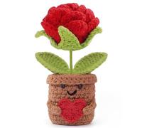 Aruigu Cadeau pour femme avec inscription « Ich Liebe Dich » - Fleurs de myosotis crochetées à la main - Avec carte - Cadeau d'anniversaire pour elle - Cadeau de partenaire pour petite amie, cadeau de