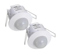 ARUM® 2 Détecteur de Mouvement Encastrable Plafond Infrarouge Intérieur Blanc pour Éclairage - Distance Détection 12 m en Champ Libre - Angle 360° - IP20