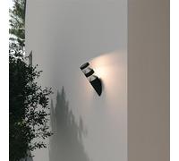 Arum Applique de jardin LED, de couleur noir, forte puissance de 1000 lumens, éclairage blanc naturel 4000k, façade de maison, terrasse, entrée (Applique NORA Noire)