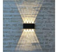 Arum Applique LED TENERIFE 8W IP65 3 TEINTES 2700K, 4000K, 6500K, bel effet de lumière, pour façade de maison, terrasse, entrée (Apllique TENERIFE Noire)