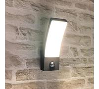 Arum Applique Murale LED Extérieure avec Détecteur de Mouvement THALI 12W - Puissante 1260 Lumens - Fonte d'Aluminium Gris Anthracite - Étanche IP54 - Temps d'allumage Réglable (Blanc Naturel 4000K)