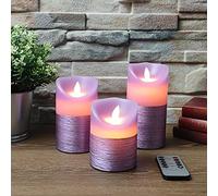 Arum Bougie LED (Lot de 3 Bougies Violette Flamme Vacillante Blanc Chaud)