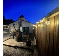 Arum Guirlande Solaire Extérieure G80 ZENIT - Gros Globes Micro-LED Effet Lucioles - 6M + 3M Câble (Total 9M) - Panneau Solaire Déporté - Modes Fixe & Clignotant - IP44 Étanche (Blanc Chaud)