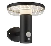 Arum LIGHTING - Applique Murale Solaire MIRAMAR, Puissante 600 Lm (Eq. 60W), Détecteur de Mouvement, 3 Modes d'Éclairage, Fonte d'Aluminium, Blanc Chaud, Étanche IP44, Noir