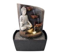 ARUM Lighting - Fontaine d'Intérieur Bouddha AQUAZEN, Cascade 3 Jarres en Résine, Éclairage LED Blanc Chaud, Pompe Incluse, Décoration Zen et Feng Shui pour Salon, Hauteur 27 cm