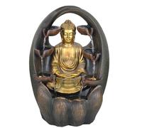 ARUM Lighting - Grande Fontaine d'Intérieur Bouddha SHAGSHAG (H 38 cm), Cascade en Résine, 3 LED Blanc Chaud, Pompe Réglable Incluse, Décoration Zen et Relaxante pour Salon