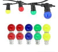 Arum LIGHTING - Guirlande Guinguette Pro 10m, 10 Culots B22 + 12 Ampoules LED Multicolores, Interconnectable, Étanche IP44, Éclairage Fête, Terrasse, Balcon et Jardin, 220V