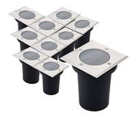Arum LIGHTING - Lot de 10 Spots Encastrables de Sol CANYON Carré, Collerette INOX 304 et Fonte d'Aluminium, Culot GU10, Étanche IP67, Éclairage Balisage Terrasse (Sans Ampoule)