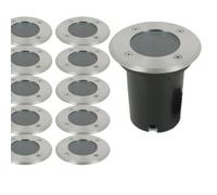 Arum LIGHTING - Lot de 10 Spots Encastrables de Sol CANYON, Collerette INOX 304 et Fonte d'Aluminium, Culot GU10, Étanche IP67, Éclairage Balisage Terrasse et Jardin (Sans Ampoule)