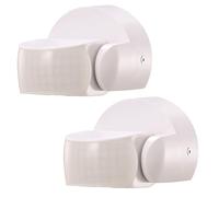 ARUM Lighting - Lot de 2 Détecteurs de Mouvement Muraux Infrarouges, Étanche IP65, Angle 180°, Portée 12m, Réglage Temps et Luminosité, Capteur Extérieur Blanc (sans Fil)