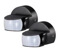 ARUM Lighting - Lot de 2 Détecteurs de Mouvement Muraux Infrarouges, Étanche IP65, Angle 180°, Portée 12m, Réglage Temps et Luminosité, Capteur Extérieur Noir (sans Fil)