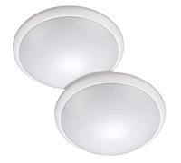 Arum LIGHTING - Lot de 2 Hublots Plafonniers Extérieurs et Intérieurs, Culot E27 (Max 60W), Détecteur de Mouvement HF Intégré, Étanche IP44, Diamètre 30cm, Luminaire Mural ou Plafond (Sans Ampoule)