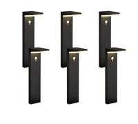 Arum LIGHTING - Lot de 6 Bornes Solaires Extérieures JACKSON 600 Lm, Détecteur de Mouvement, 3 Modes, Fonte d'Aluminium Noir, Blanc Chaud, Fixation Sol ou Piquet, IP44, H50cm