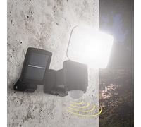 Arum LIGHTING - Projecteur LED Solaire Little ESTEBAN Noir, Détecteur de Mouvement, 400 Lm (Eq. 35W), Panneau Déporté Câble 5m, Éclairage Extérieur Blanc Froid, Étanche IP44 Jardin, Entrée