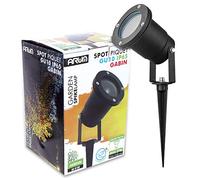 Arum LIGHTING - Spot Extérieur à Piquet Orientable, Fonte d'Aluminium Noir, Culot GU10, Étanche IP65, Câble 1,20m Inclus, Éclairage pour Jardin et Massifs (Sans Ampoule)