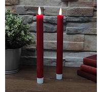 Arum Lot de 2 Bougies Chandelles Rouges LED Flamme 3D Blanc Chaud