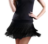 AruMinna Rumba Cha Cha Robe de danse samba pour femme - Jupe de danse latine tango avec pompon - Costume court, Noir , XL