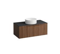 Arun meuble 1000 1t découpe centre plan ardesia nera noce canaletto/verre blanc - LAUFEN H4151111516301