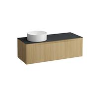 Arun meuble 1200 1t avec découpe à gche plan ardesia nera chêne clair - LAUFEN H4151221512501