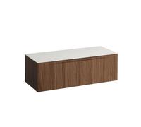 Arun meuble 1200 1t sans découpe plan ardesia bianca noce canaletto/verre blanc - LAUFEN H4141201516301