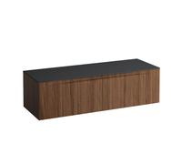 Arun meuble 1400 2t sans découpe plan ardesia nera noce canaletto/verre blanc - LAUFEN H4151301516301