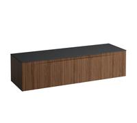 Arun meuble 1600 2t sans découpe plan ardesia nera noce canaletto/verre blanc - LAUFEN H4151401516301