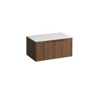 Arun meuble 800 1t sans découpe plan ardesia bianca noce canaletto/verre blanc - LAUFEN H4141001516301