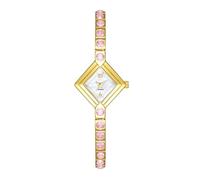ARUNASC Montre Bracelet Montre à Quartz exquise, Bracelet de Luxe léger, Couleur Diamant, Cadran carré décontracté, est Un Cadeau à la Mode for Les Femmes étanche(Gold Pink White Flour)