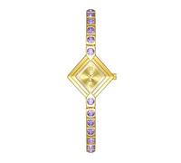 ARUNASC Montre Bracelet Montre à Quartz exquise, Bracelet de Luxe léger, Couleur Diamant, Cadran carré décontracté, est Un Cadeau à la Mode for Les Femmes étanche(Gold Purple)