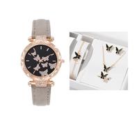 ARUNASO Digitale Montres Tendance minimalistes for Femmes, Coffret de Montres analogiques | Montres-Cadeaux en Cuir Rondes et Confortables au Quotidien Montre(Grey)