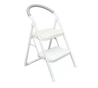 ARUNASO marchepied Escabeau Simple Face, Chaise échelle Pliante Portable à Double Usage avec accoudoirs arrondis et Dossier en Fer forgé for Le Bureau à Domicile Pliable(Wit)