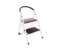 ARUNASO marchepied Escabeau Simple Face, Chaise échelle Pliante Portable à Double Usage avec accoudoirs arrondis et Dossier en Fer forgé for Le Bureau à Domicile Pliable(Brown)