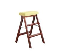ARUNASO marchepied Escalier en Bois Massif, Tabouret Portable, Chaise échelle, Banc Haut Pliable, adapté à la Cuisine, à la Salle de Bain et au Bureau Pliable(Matcha Green)