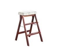 ARUNASO marchepied Escalier en Bois Massif, Tabouret Portable, Chaise échelle, Banc Haut Pliable, adapté à la Cuisine, à la Salle de Bain et au Bureau Pliable(Checkered)