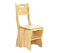 ARUNASO marchepied Tabouret d'escalier à 4 Niveaux en Bois Massif, Chaise Pliante à Double Usage, Support de Rangement épais à Double Usage for la Cuisine à Domicile Pliable(Light Wood)
