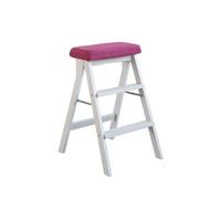 ARUNASO marchepied Tabouret d'escalier en Bois Massif, Chaise Pliante, Banc Haut Portable, adapté à la Cuisine, à la Salle de Bain et au Bureau Pliable(Rose Red)