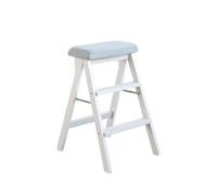 ARUNASO marchepied Tabouret d'escalier en Bois Massif, Chaise Pliante, Banc Haut Portable, adapté à la Cuisine, à la Salle de Bain et au Bureau Pliable(Light Blue)